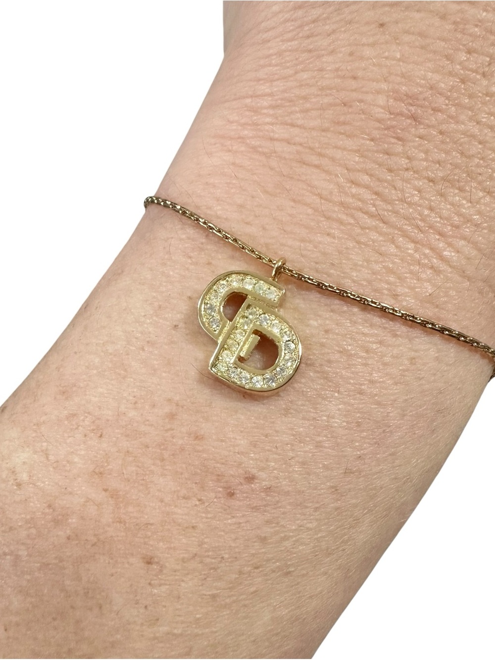 Christian Dior Gold & Crystal “CD” Initials Engraved Vintage Bracelet - Picture 10 of 13